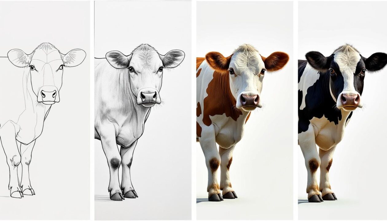 apprenez à dessiner une vache facilement grâce à notre guide étape par étape. suivez nos instructions claires et simples pour créer une adorable illustration de cet animal emblématique. idéal pour les débutants et les passionnés d'art !